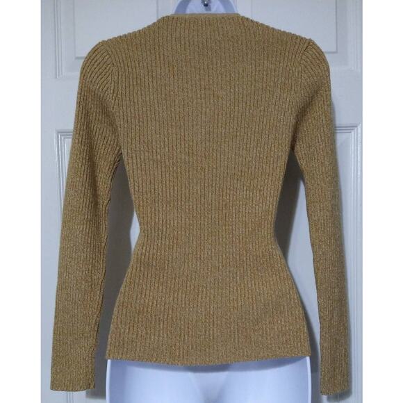 G2000 Womens Wool Blend Golden Tan V-Neck Knit Sweater Size 7 - Picture 4 of 9
